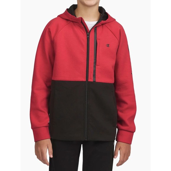 Champion Youth Active Full Zip Hoodie Breathable Pockets Red/Black Size S 7/8 - Picture 1 of 3